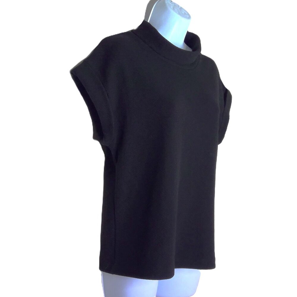 Philosophy Republic Clothing Black Top Textured Short Sleeve Stretch Knit Sz S